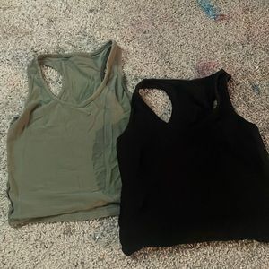 Green and Black cropped tank tops
